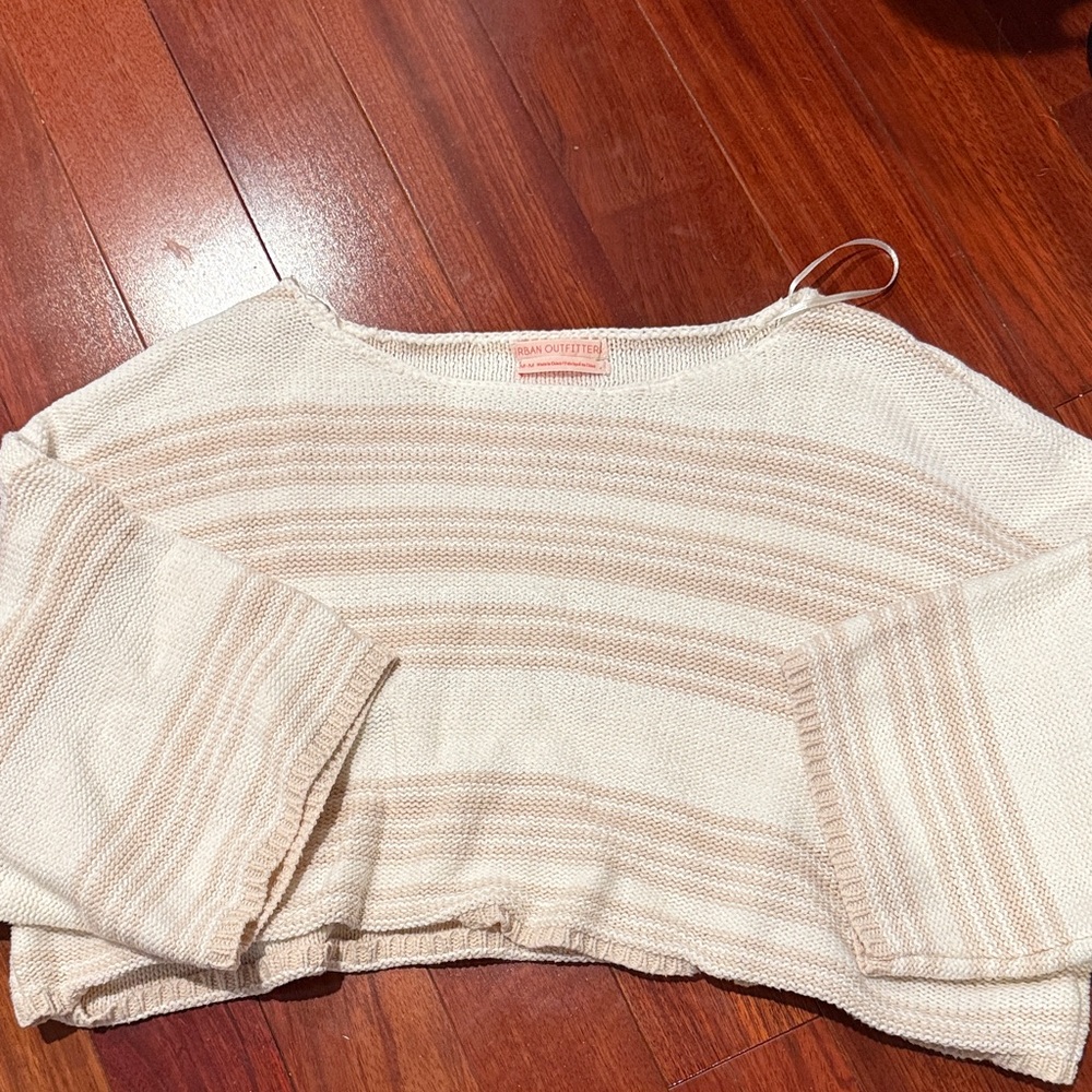 Urban Outfitters Beige and Cream Striped Sweater